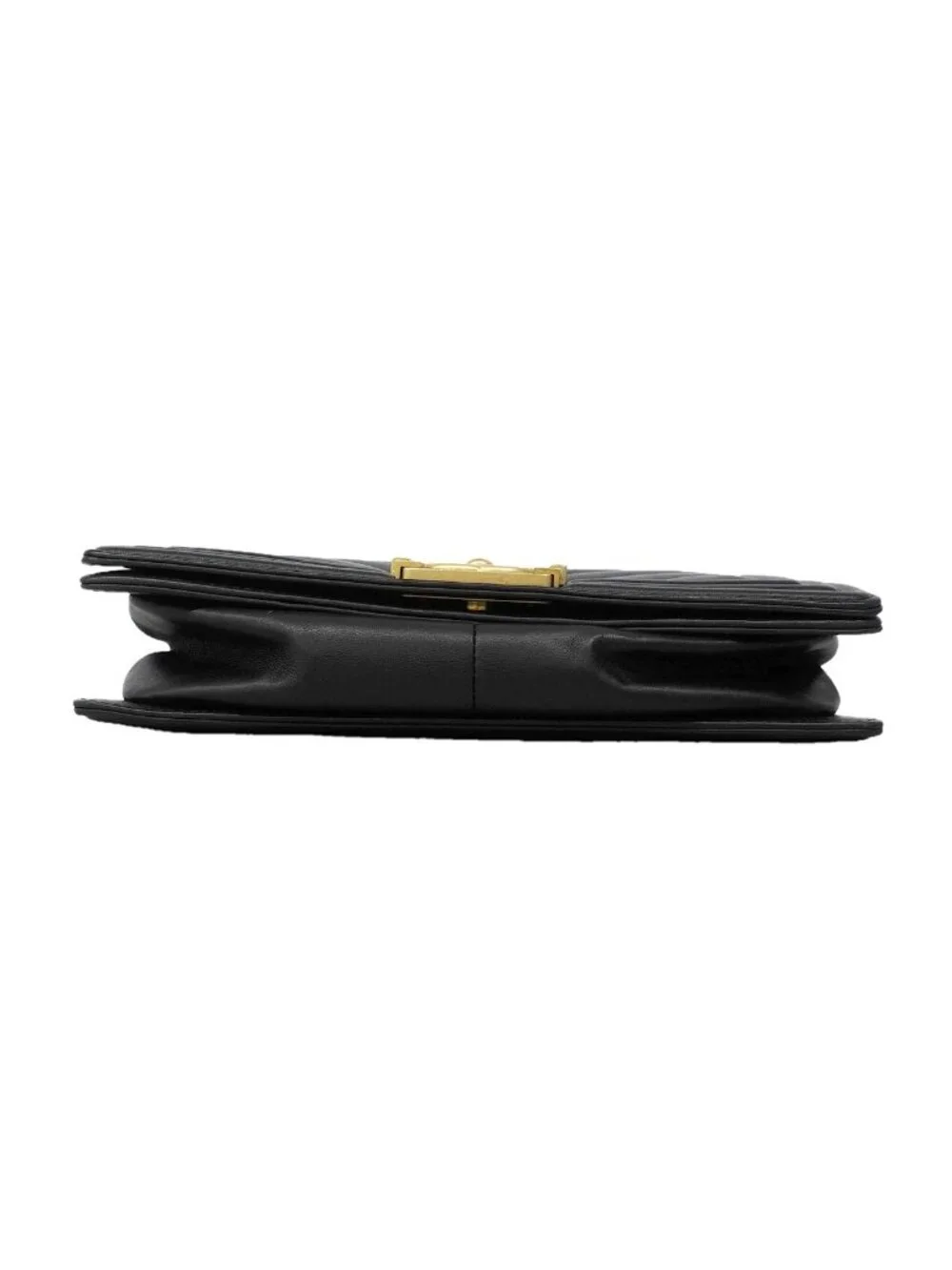 Chanel Shoulder Bag Boy Stitch Lambskin Black Gold